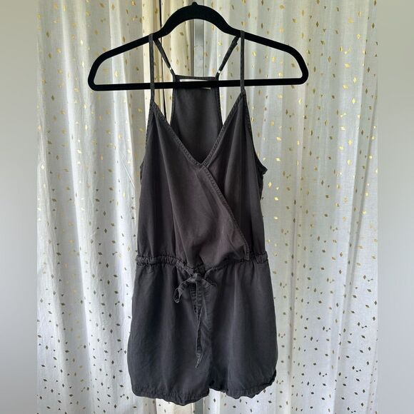 Becool Charcoal Chambray Adjustable Straps Drawstring Waist Playsuit Romper M - Picture 3 of 8